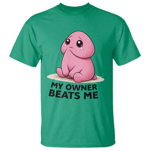 Funny Raunchy Meme My Owner Beats Me T Shirt Sarcastic Adult Gag Gift TS12 Irish Green Print Your Wear