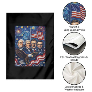 USA Presidents Mount Rushmore Garden Flag Starry Night Inspired Art