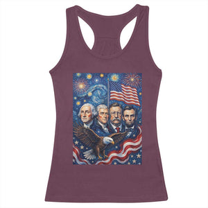 USA Presidents Mount Rushmore Racerback Tank Top Starry Night Inspired Art