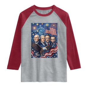 USA Presidents Mount Rushmore Raglan Shirt Starry Night Inspired Art