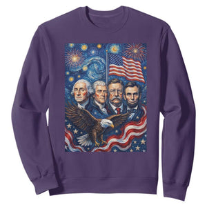 USA Presidents Mount Rushmore Sweatshirt Starry Night Inspired Art