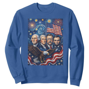 USA Presidents Mount Rushmore Sweatshirt Starry Night Inspired Art