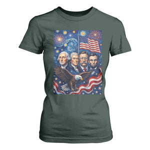 USA Presidents Mount Rushmore T Shirt For Women Starry Night Inspired Art