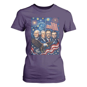 USA Presidents Mount Rushmore T Shirt For Women Starry Night Inspired Art