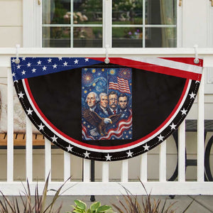 USA Presidents Mount Rushmore Patriotic Fan Flag Starry Night Inspired Art