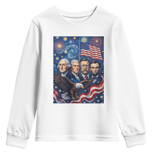 USA Presidents Mount Rushmore Youth Sweatshirt Starry Night Inspired Art