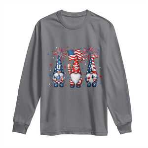 Red White Blue Gnomes Fireworks Long Sleeve Shirt Patriotic 4th Of July