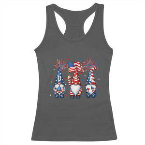Red White Blue Gnomes Fireworks Racerback Tank Top Patriotic 4th Of July