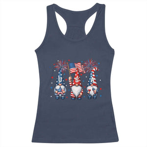 Red White Blue Gnomes Fireworks Racerback Tank Top Patriotic 4th Of July