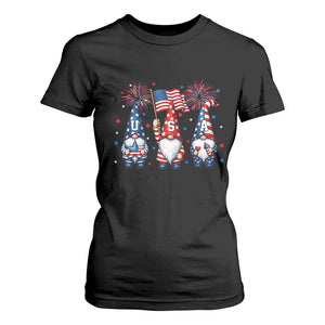 Red White Blue Gnomes Fireworks T Shirt For Women Patriotic 4th Of July