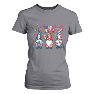 Red White Blue Gnomes Fireworks T Shirt For Women Patriotic 4th Of July