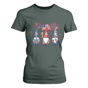 Red White Blue Gnomes Fireworks T Shirt For Women Patriotic 4th Of July
