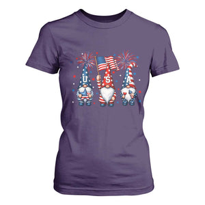 Red White Blue Gnomes Fireworks T Shirt For Women Patriotic 4th Of July