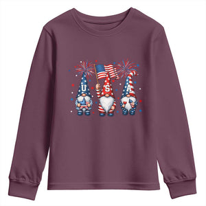 Red White Blue Gnomes Fireworks Youth Sweatshirt Patriotic 4th Of July