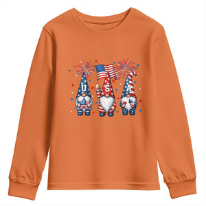 Red White Blue Gnomes Fireworks Youth Sweatshirt Patriotic 4th Of July