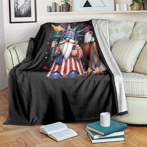 Funny Statue Of Liberty Gnome Throw Blanket Patriotic 4th Of July