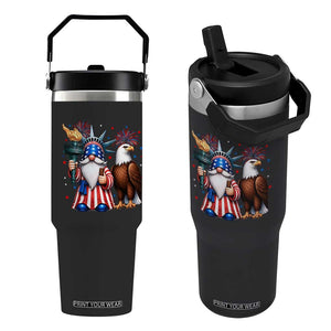 Funny Statue Of Liberty Gnome Flip Straw Tumbler Patriotic 4th Of July