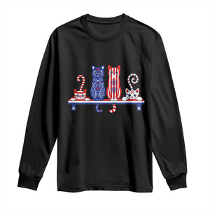 Red White And Blue Cute Cats Long Sleeve Shirt Patriotic Pet Lover