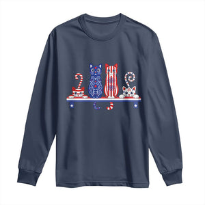 Red White And Blue Cute Cats Long Sleeve Shirt Patriotic Pet Lover