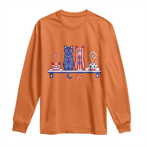 Red White And Blue Cute Cats Long Sleeve Shirt Patriotic Pet Lover