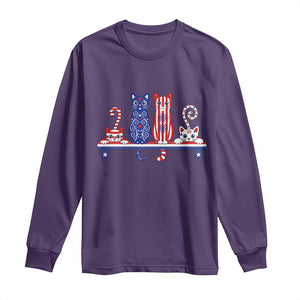 Red White And Blue Cute Cats Long Sleeve Shirt Patriotic Pet Lover