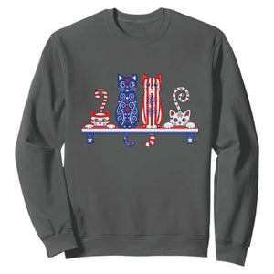 Red White And Blue Cute Cats Sweatshirt Patriotic Pet Lover