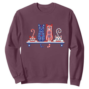 Red White And Blue Cute Cats Sweatshirt Patriotic Pet Lover