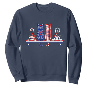 Red White And Blue Cute Cats Sweatshirt Patriotic Pet Lover