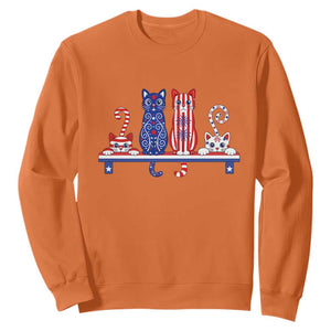 Red White And Blue Cute Cats Sweatshirt Patriotic Pet Lover