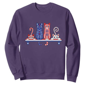 Red White And Blue Cute Cats Sweatshirt Patriotic Pet Lover