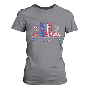 Red White And Blue Cute Cats T Shirt For Women Patriotic Pet Lover