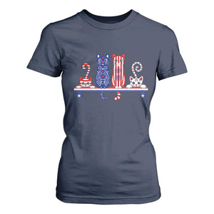Red White And Blue Cute Cats T Shirt For Women Patriotic Pet Lover