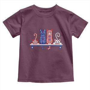 Red White And Blue Cute Cats Toddler T Shirt Patriotic Pet Lover