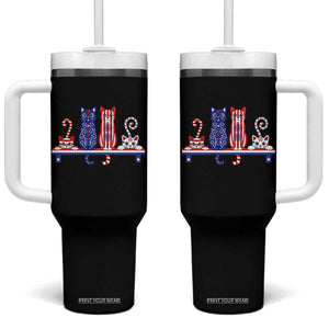 Red White And Blue Cute Cats Tumbler With Handle Patriotic Pet Lover