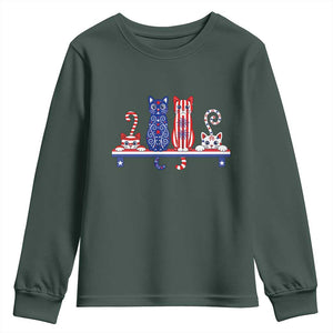 Red White And Blue Cute Cats Youth Sweatshirt Patriotic Pet Lover