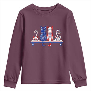 Red White And Blue Cute Cats Youth Sweatshirt Patriotic Pet Lover