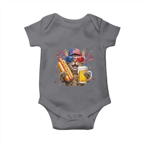 Beer And Hotdog Cat Baby Onesie Fourth Of July Celebration