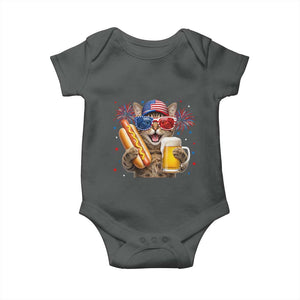 Beer And Hotdog Cat Baby Onesie Fourth Of July Celebration