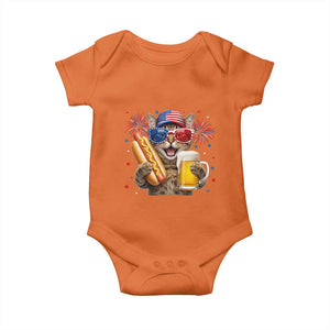 Beer And Hotdog Cat Baby Onesie Fourth Of July Celebration