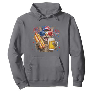 Beer And Hotdog Cat Hoodie Fourth Of July Celebration