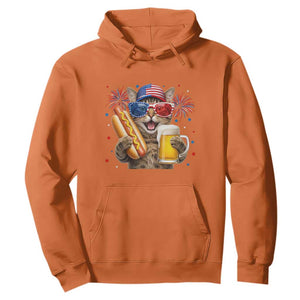 Beer And Hotdog Cat Hoodie Fourth Of July Celebration