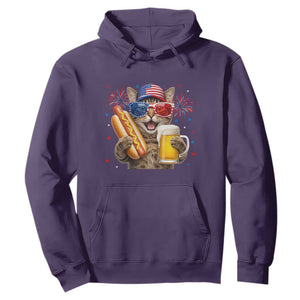 Beer And Hotdog Cat Hoodie Fourth Of July Celebration