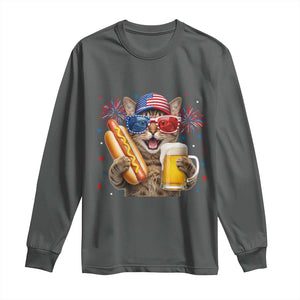 Beer And Hotdog Cat Long Sleeve Shirt Fourth Of July Celebration
