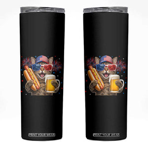 Beer And Hotdog Cat Skinny Tumbler Fourth Of July Celebration