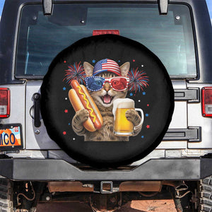 Beer And Hotdog Cat Spare Tire Cover Fourth Of July Celebration
