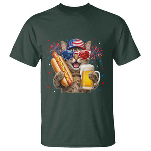 Beer And Hotdog Cat T Shirt Fourth Of July Celebration