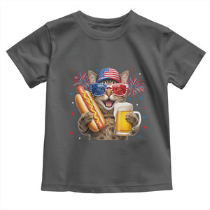 Beer And Hotdog Cat Toddler T Shirt Fourth Of July Celebration