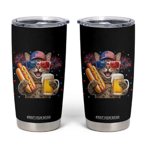 Beer And Hotdog Cat Tumbler Cup Fourth Of July Celebration