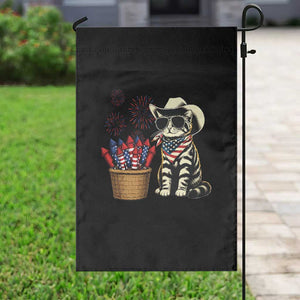 Patriotic Cowboy Cat Garden Flag 4th Of July Fireworks Celebration