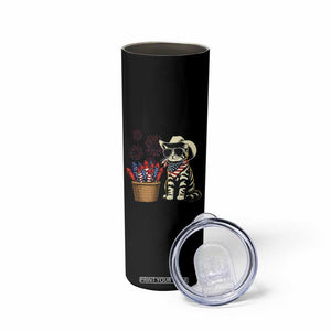 Patriotic Cowboy Cat Skinny Tumbler 4th Of July Fireworks Celebration
